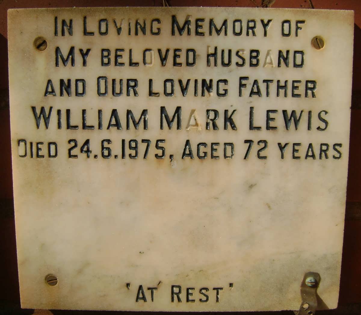 LEWIS William Mark -1975