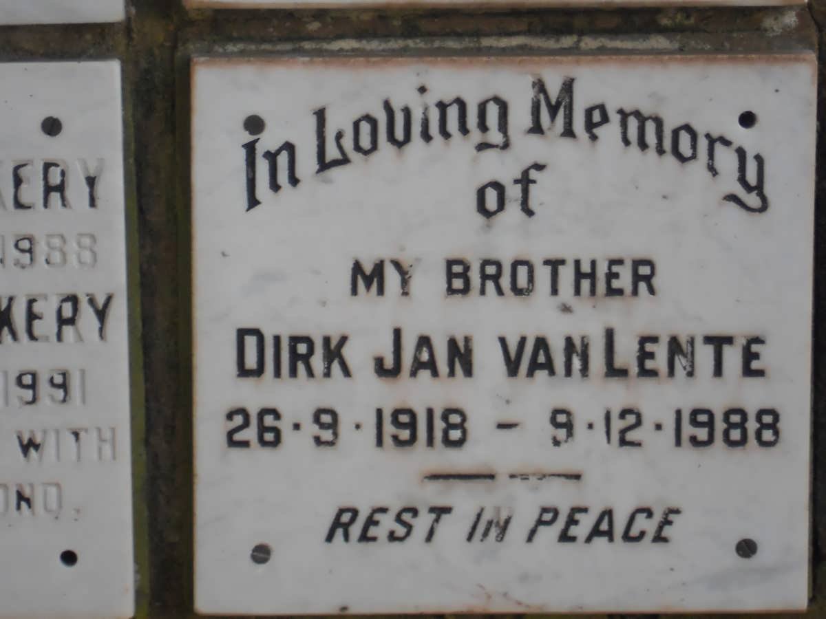 LENTE Dirk Jan, van 1918-1988