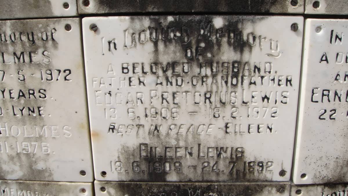 LEWIS Edgar Pretorius 1906-1972 &amp; Eileen 1909-1992