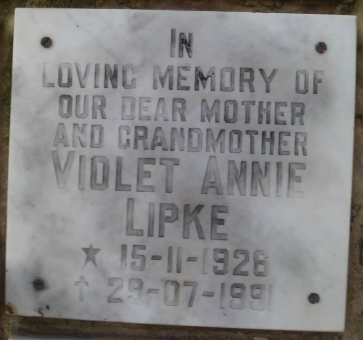 LIPKE Violet Annie 1926-1991