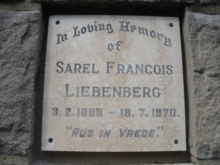 LIEBENBERG Sarel Francois 1899-1970