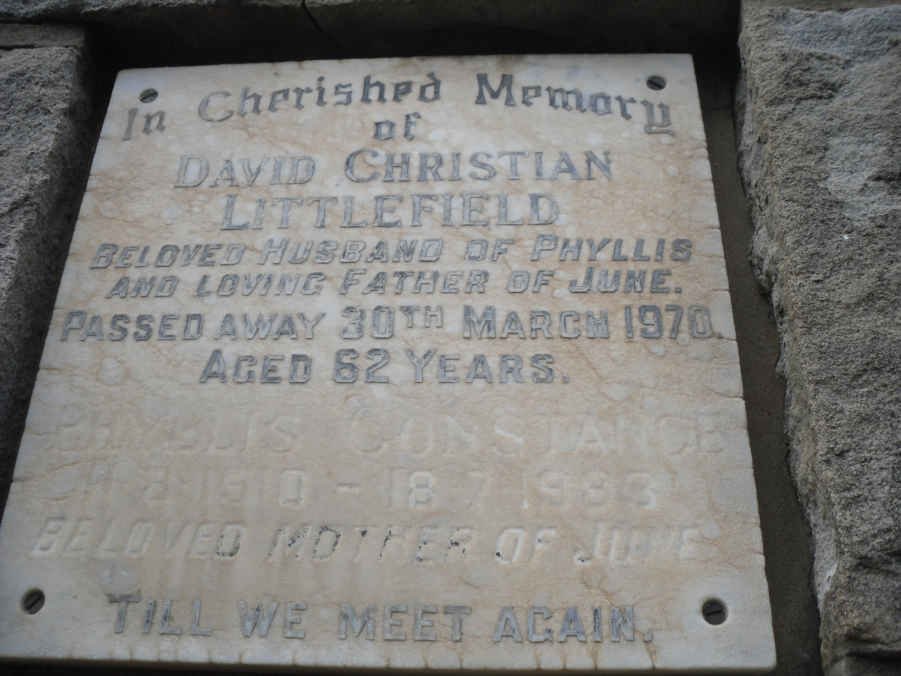 LITTLEFIELD David Christian -1970 &amp; Phyllis Constance 1910-1983