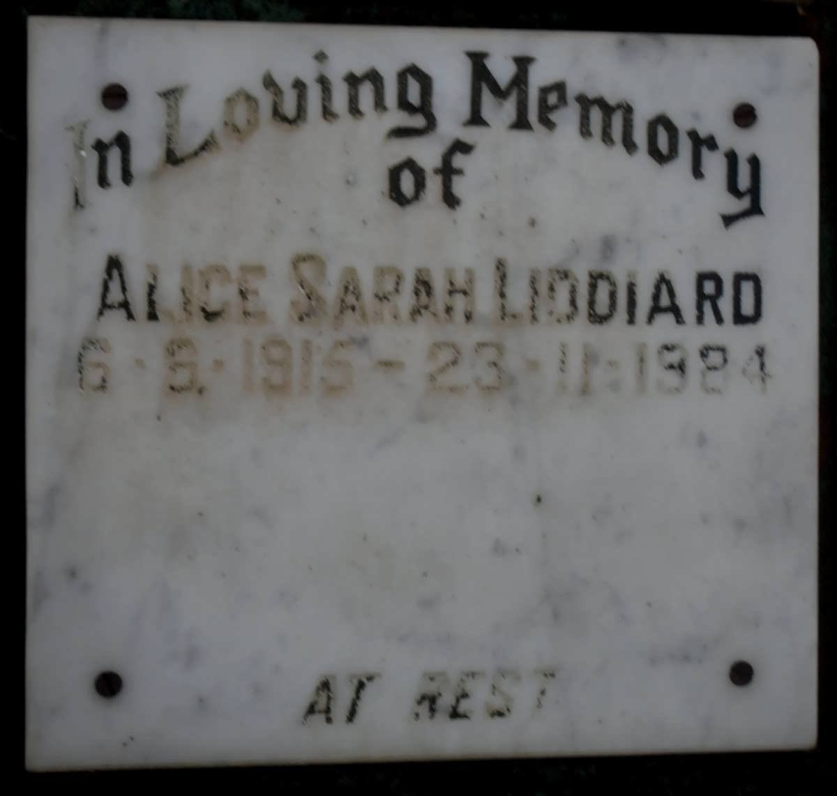 LIDDIARD Alice Sarah 1915-1984