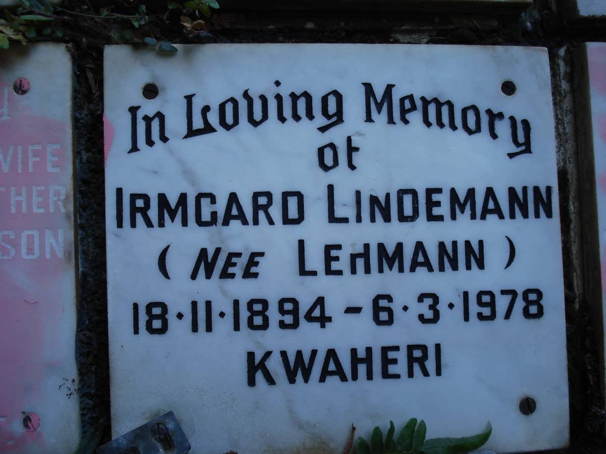 LINDEMANN Irmgard nee LEHMANN 1894-1978