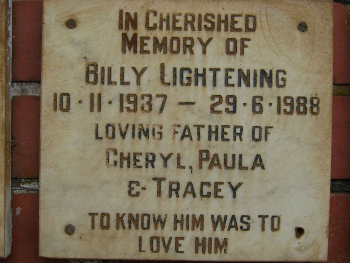 LIGHTENING Billy 1937-1988