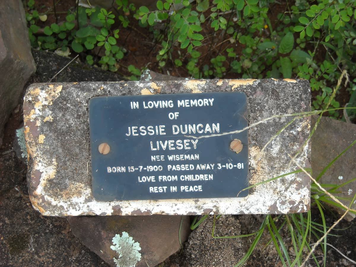 LIVESEY Jessie Duncan nee WISEMAN 1900-1981
