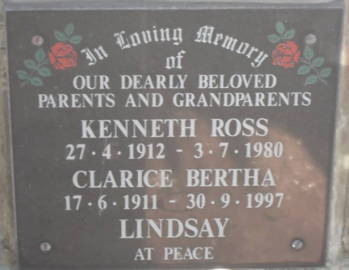 LINDSAY Kenneth Ross 1912-1980 &amp; Clarice Bertha 1911-1997