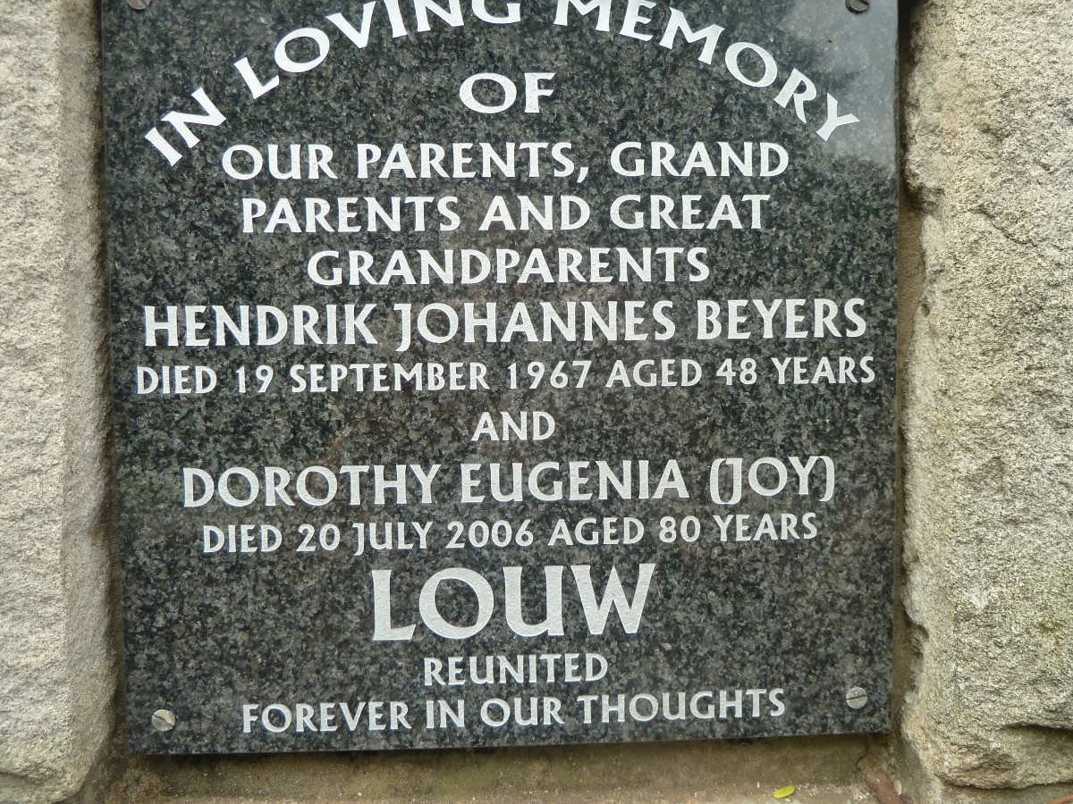 LOUW Hendrik Johannes Beyers -1967 &amp; Dorothy Eugenia -2006