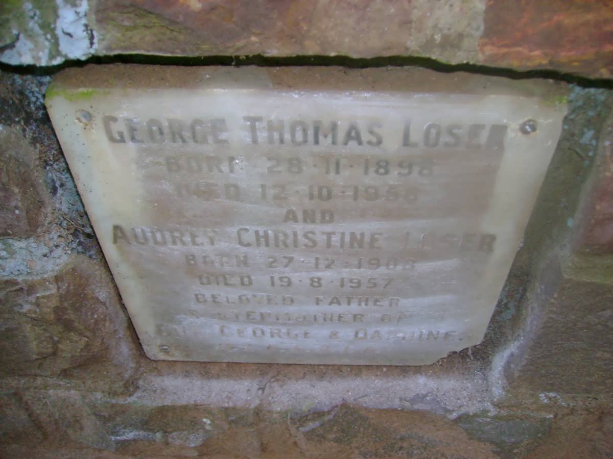 LOSER George Thomas 1898-195? &amp; Audrey Christine 1906-1957