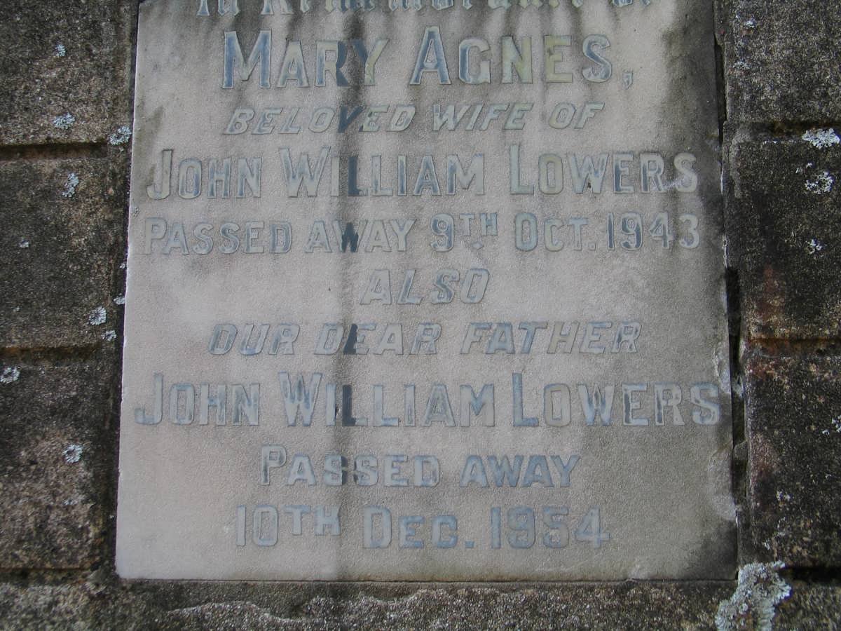 LOWERS John William 1954 &amp; Mary Agnes 1943