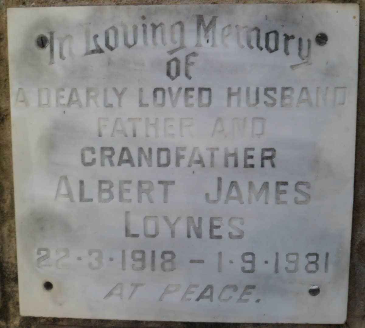 LOYNES Albert James 1918-1981