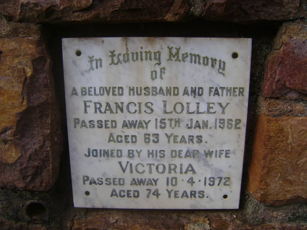 LOLLEY Francis -1962 &amp; Victoria -1972