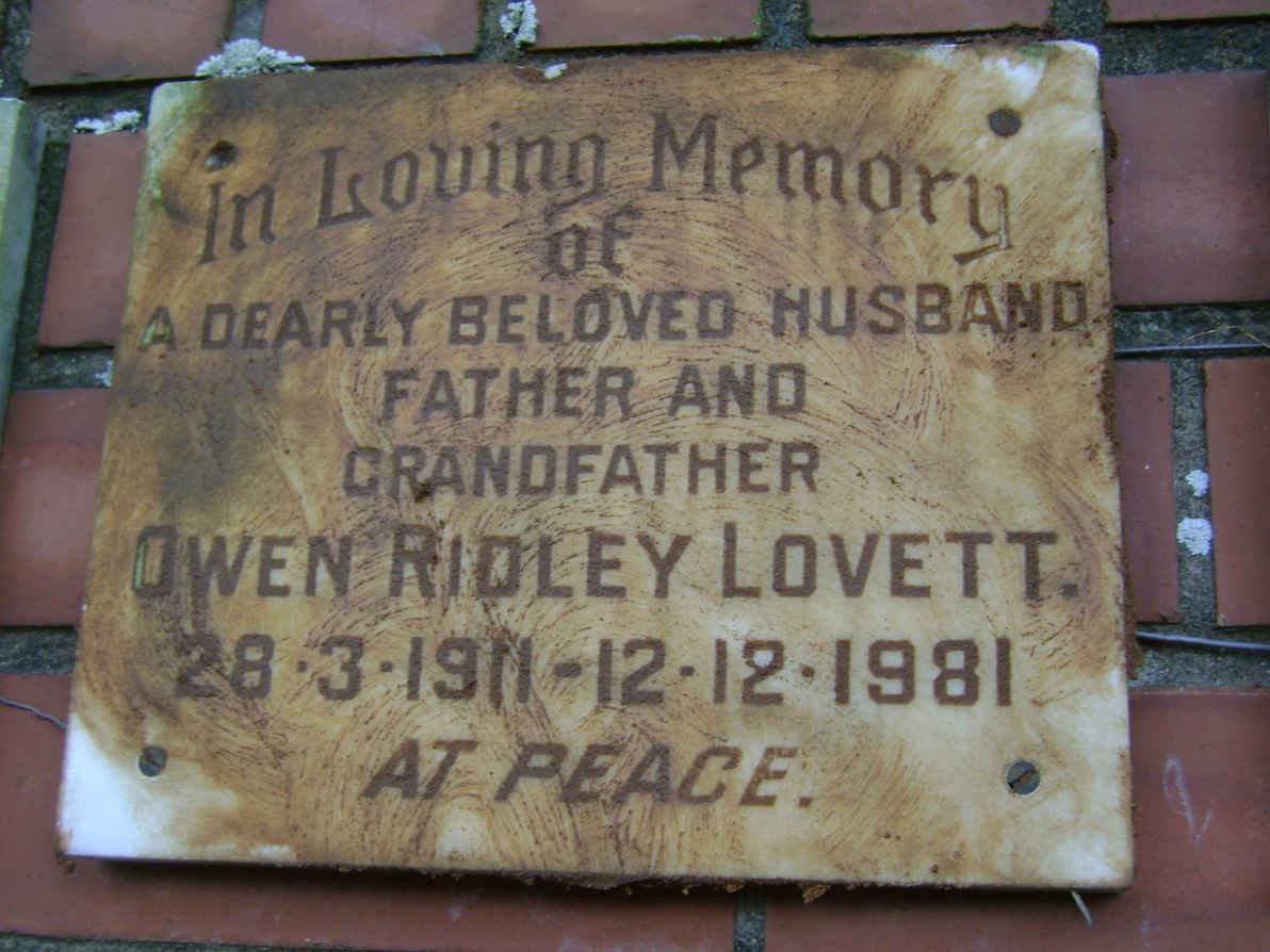 LOVETT Owen Ridley 1911-1981