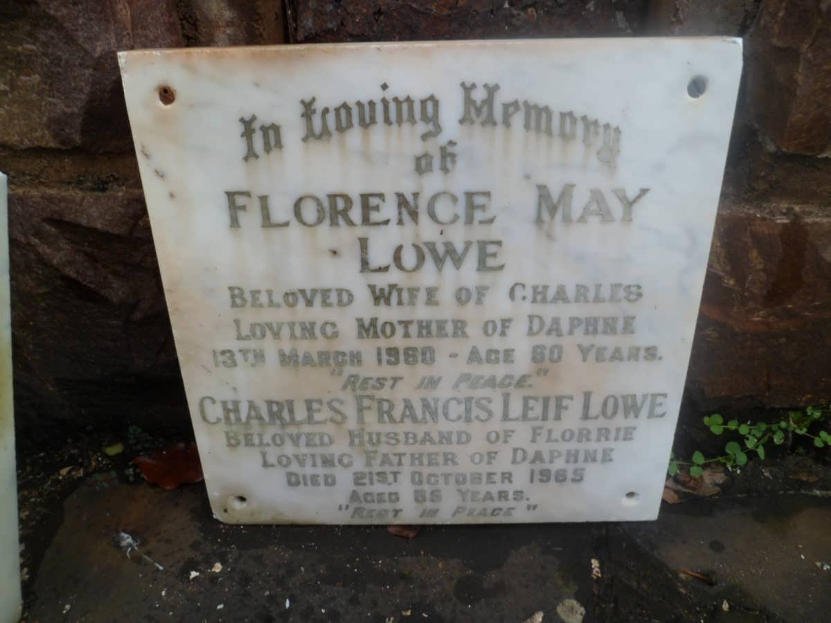 LOWE Charles Francis Leif -1965 &amp; Florence May -1960