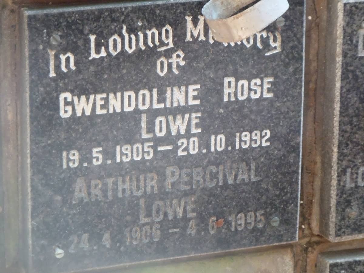 LOWE Arthur Percival 1906-1995 &amp; Gwendoline Rose 1905-1992