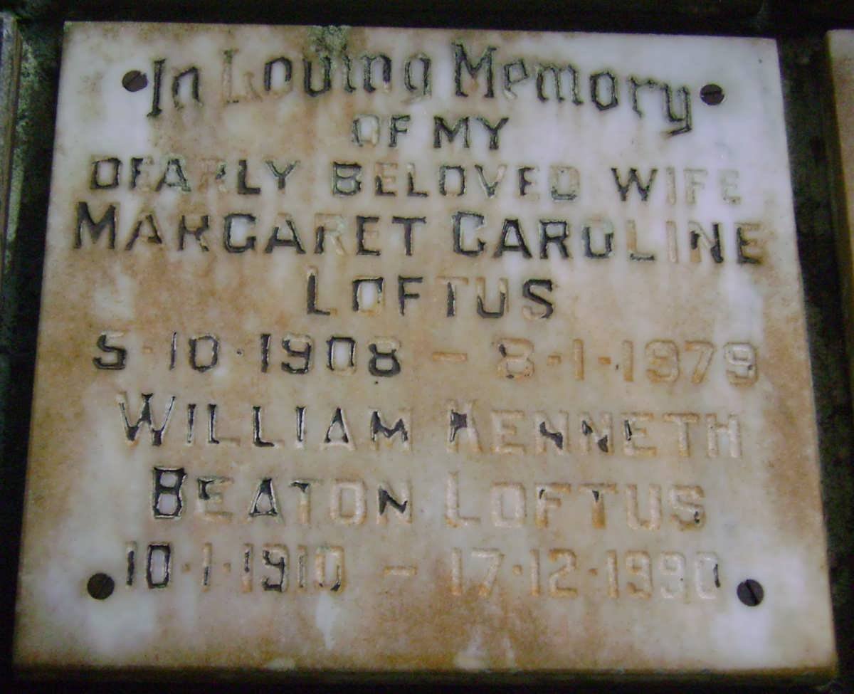 LOFTUS William Kennet Beaton 1910-1990 &amp; Margaret Caroline 1908-1979