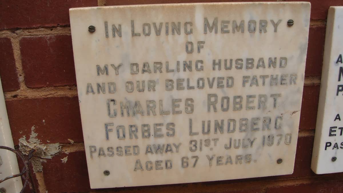 LUNDBERG Charles Robert Forbes -1970