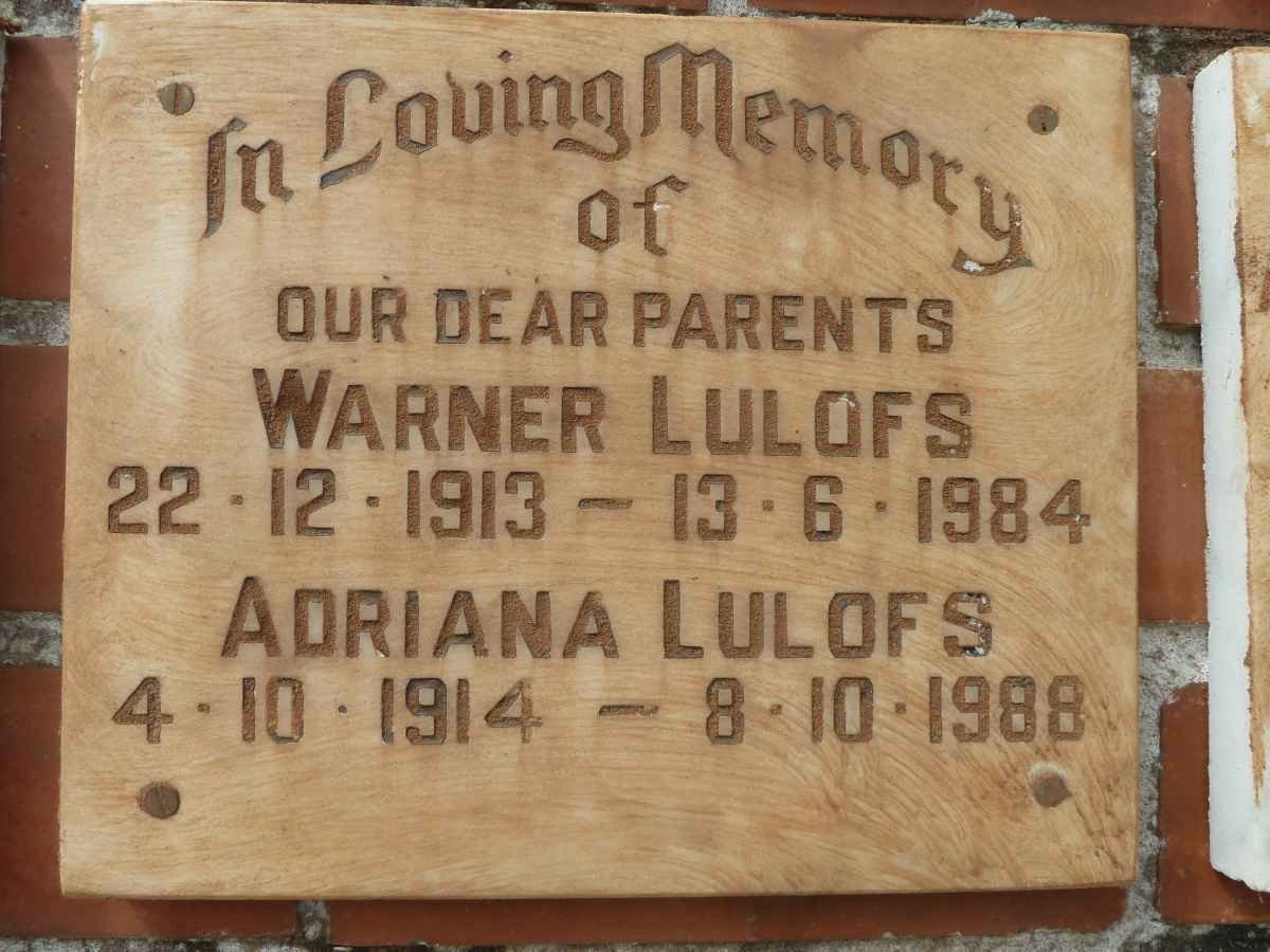 LULOFS Warner 1913-1984 &amp; Adriana 1914-1988