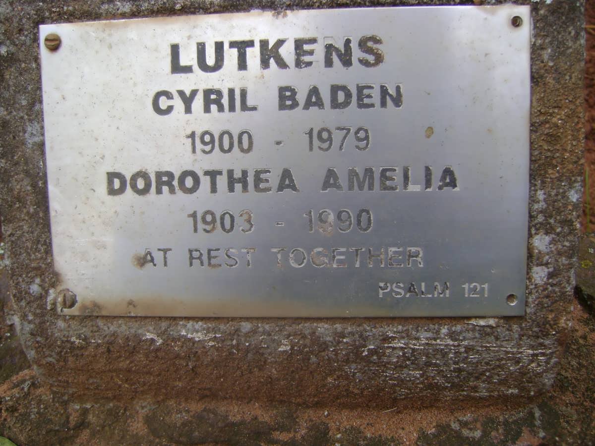 LUTKENS Cyril Baden 1900-1979 &amp; Dorothea Amelia 1903-1990
