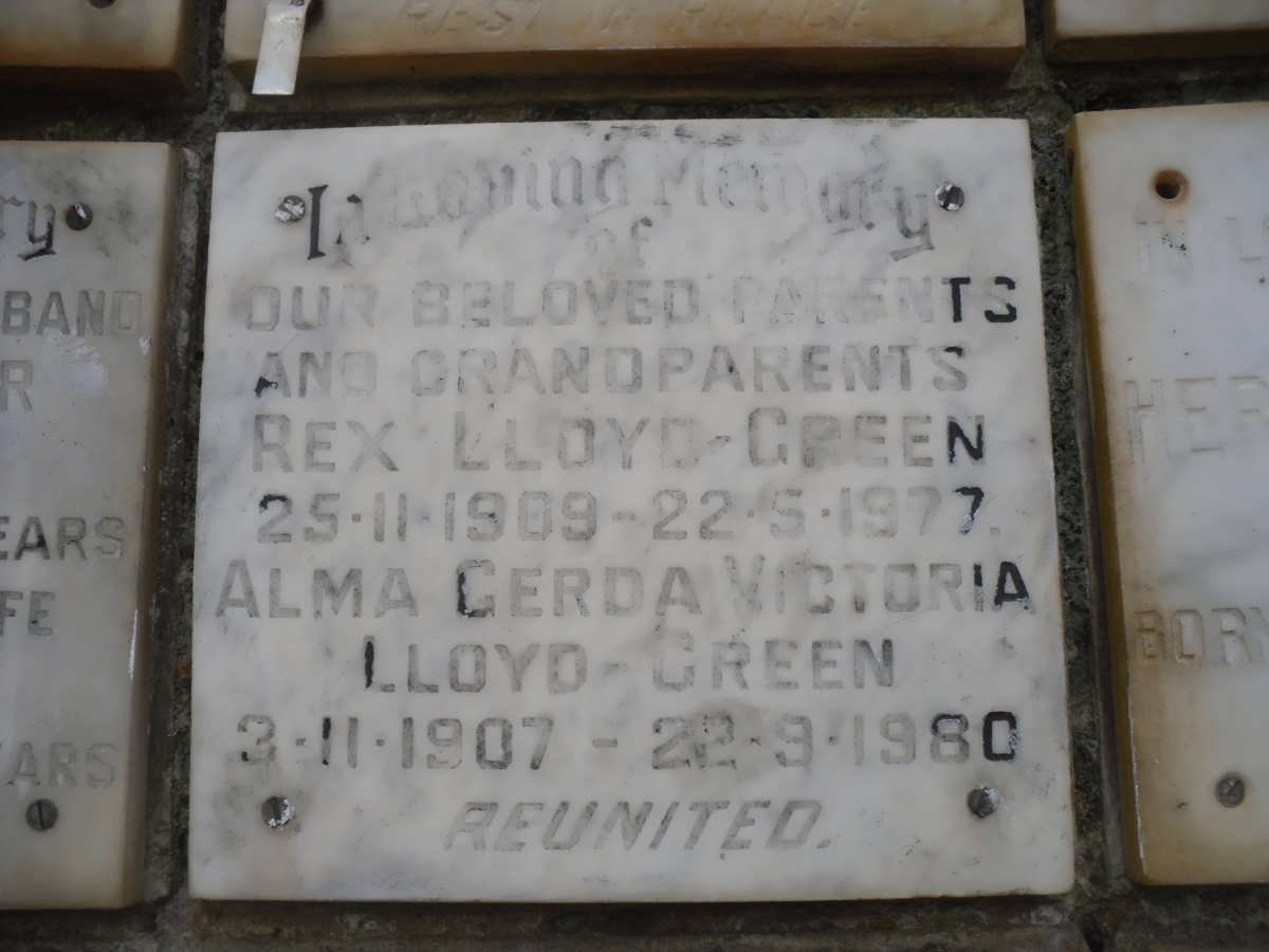 LLOYD-GREEN Rex 1909-1977 &amp; Alma Gerda Victoria 1907-1980