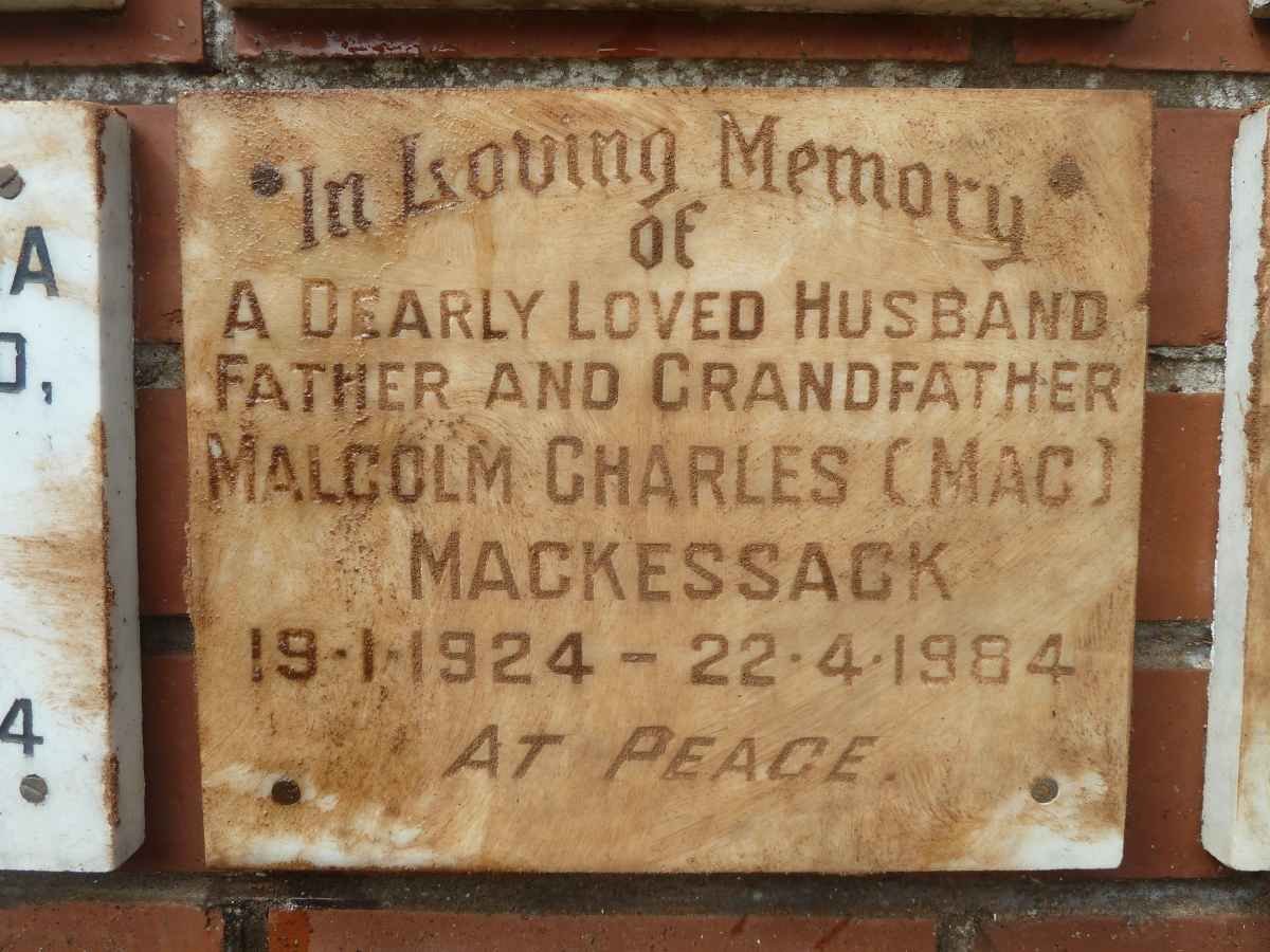 MACKESSACK Malcolm Charles 1924-1984