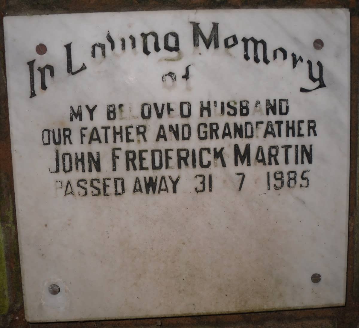 MARTIN John Frederick -1985