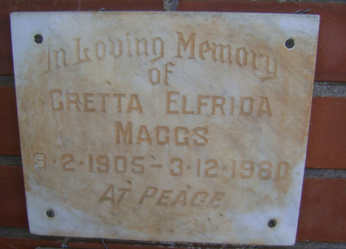 MAGGS Gretta Elfrida 1905-1980