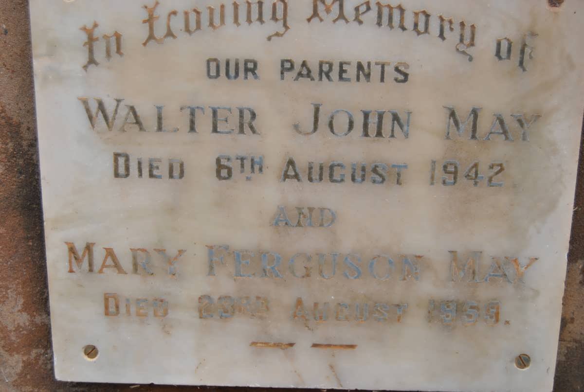 MAY Walter John -1942 &amp; Mary FERGUSON -1959