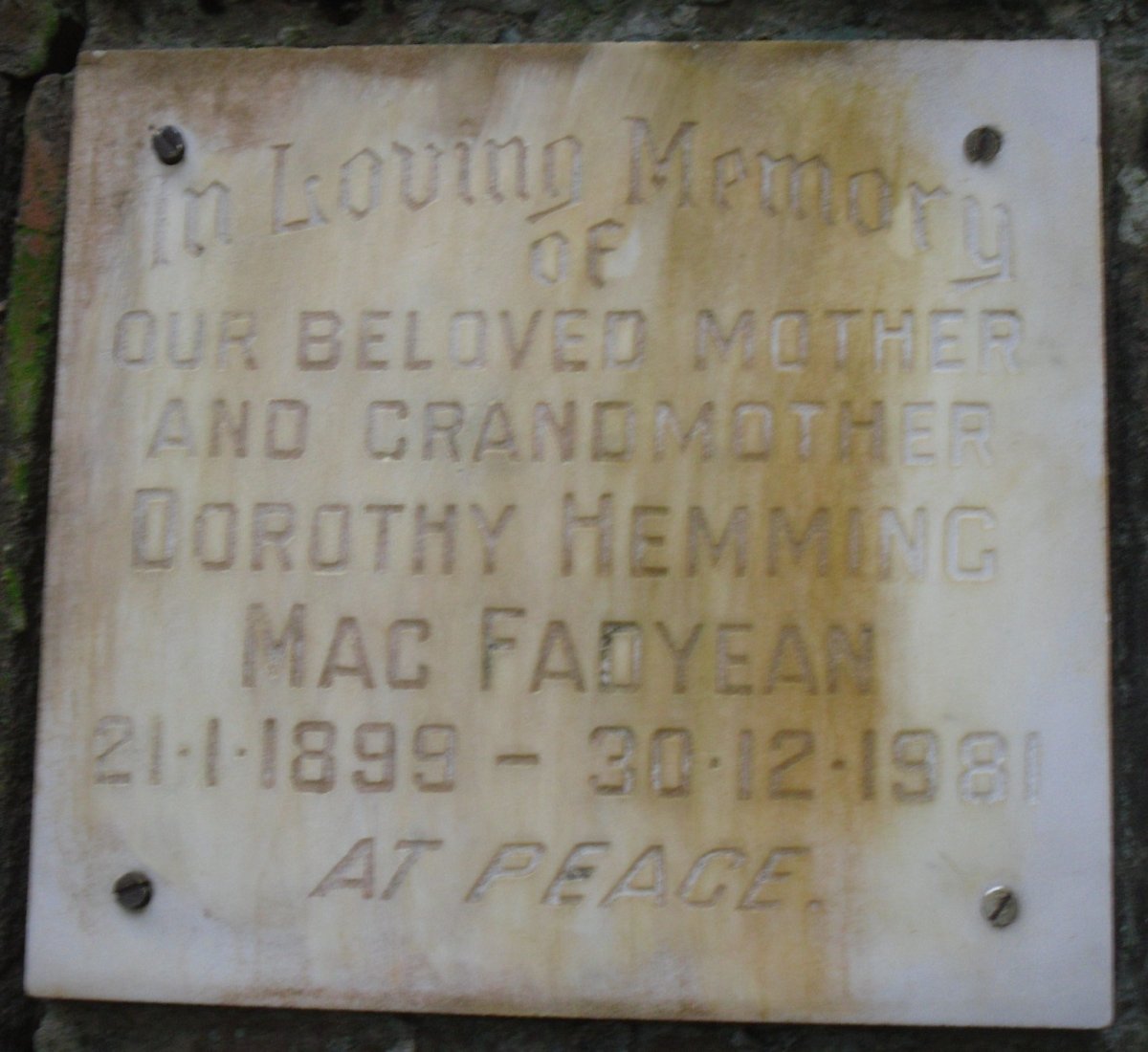 MAC FADYEAN Dorothy Hemming 1899-1981