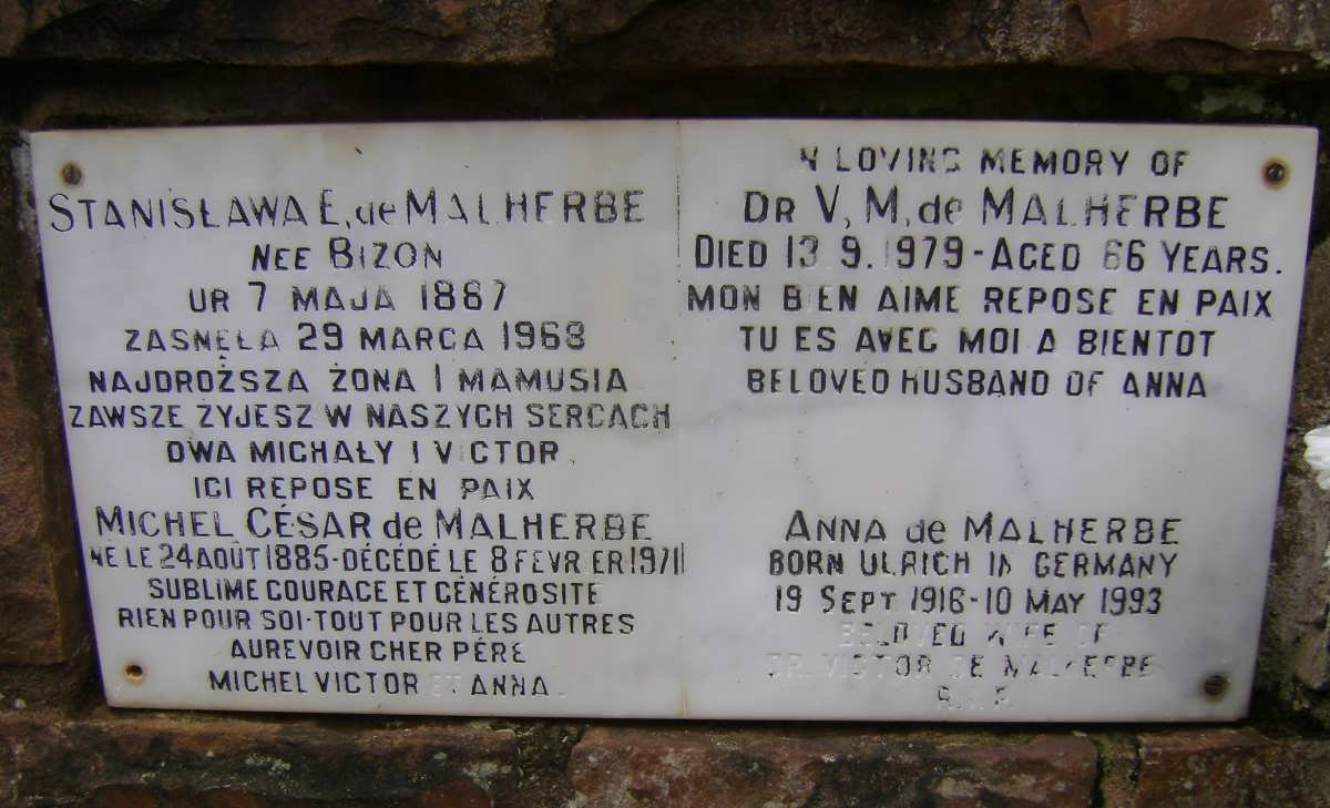 MALHERBE Michel Cesar, de 1885-1971 &amp; Stanislawa E. BIZON 1887-1968 :: DE MALHERBE V.M. -1979 &amp; Anna ULRICH -1993