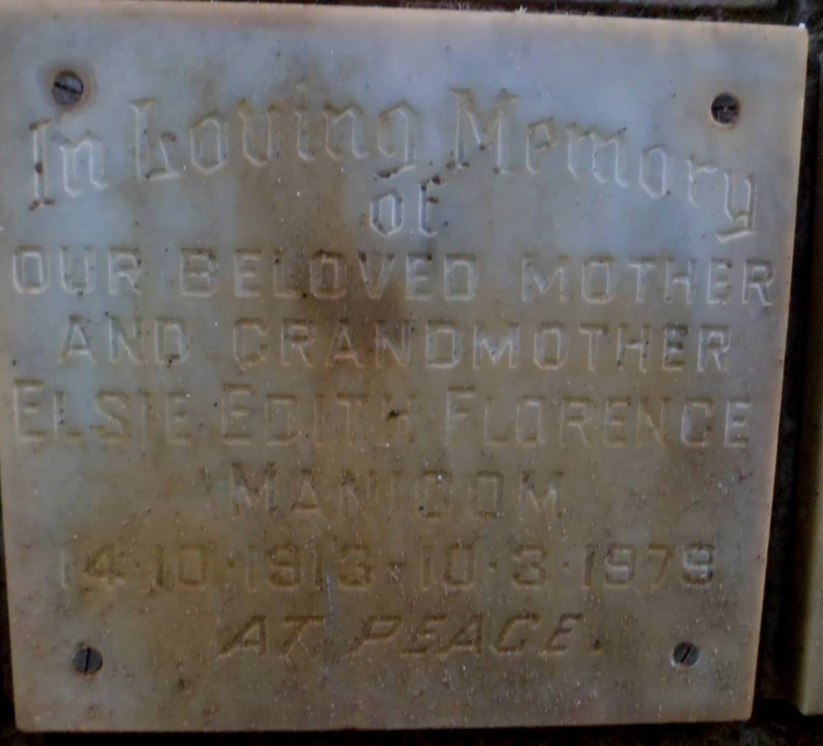MANICOM Elsie Edith Florence 1913-1979