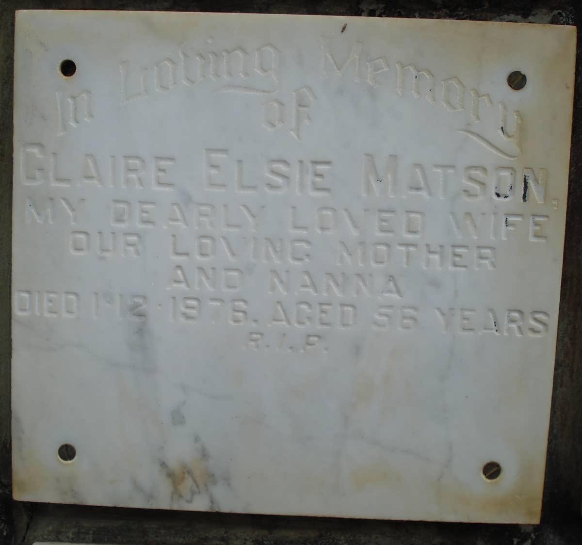 MATSON Claire Elsie -1976
