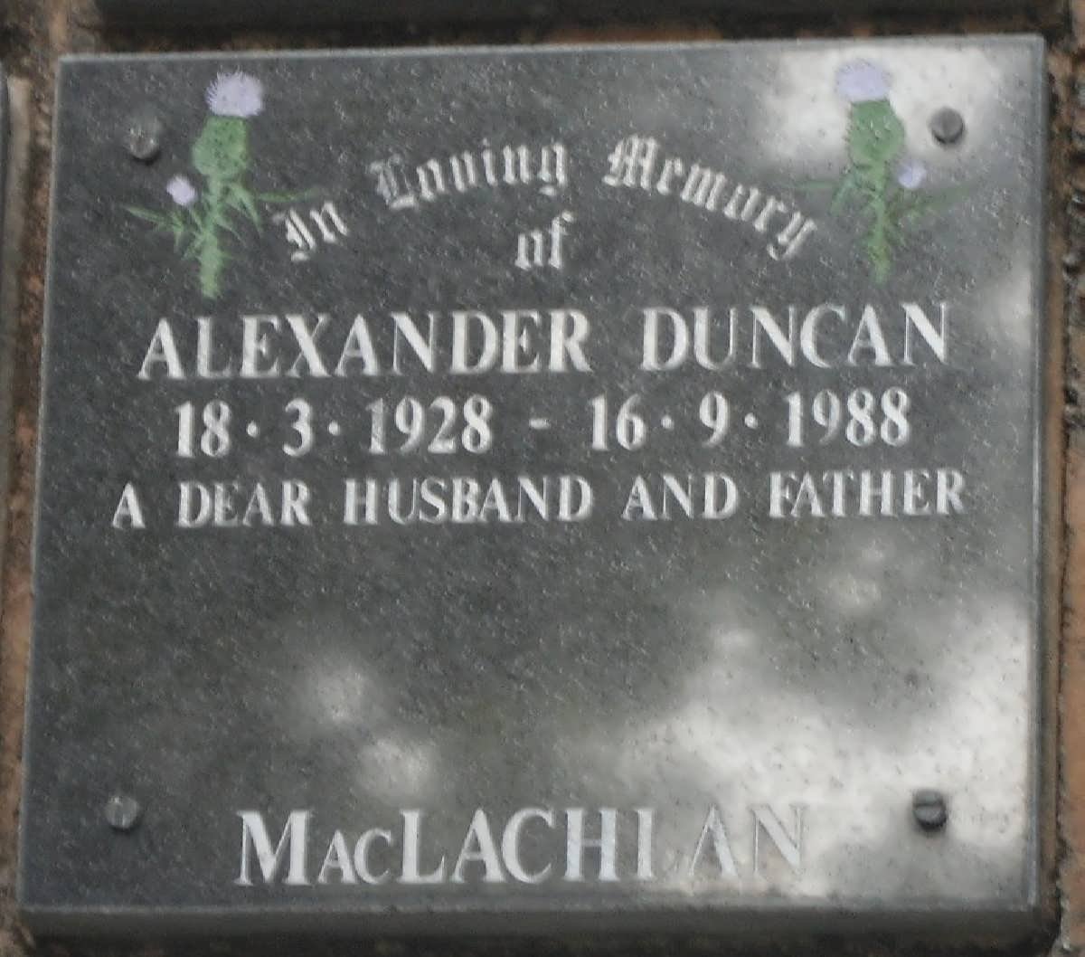 MacLACHLAN Alexander Duncan 1928-1988