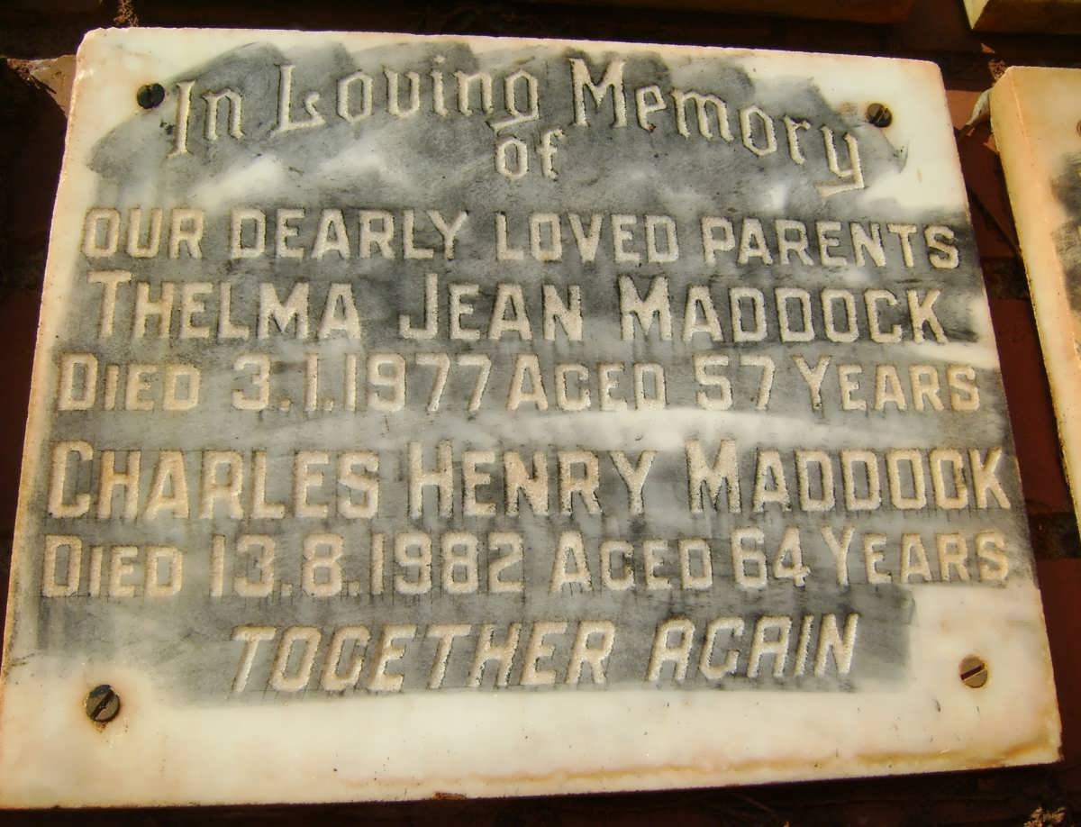 MADDOCK Charles Henry -1982 &amp; Thelma Jean -1977