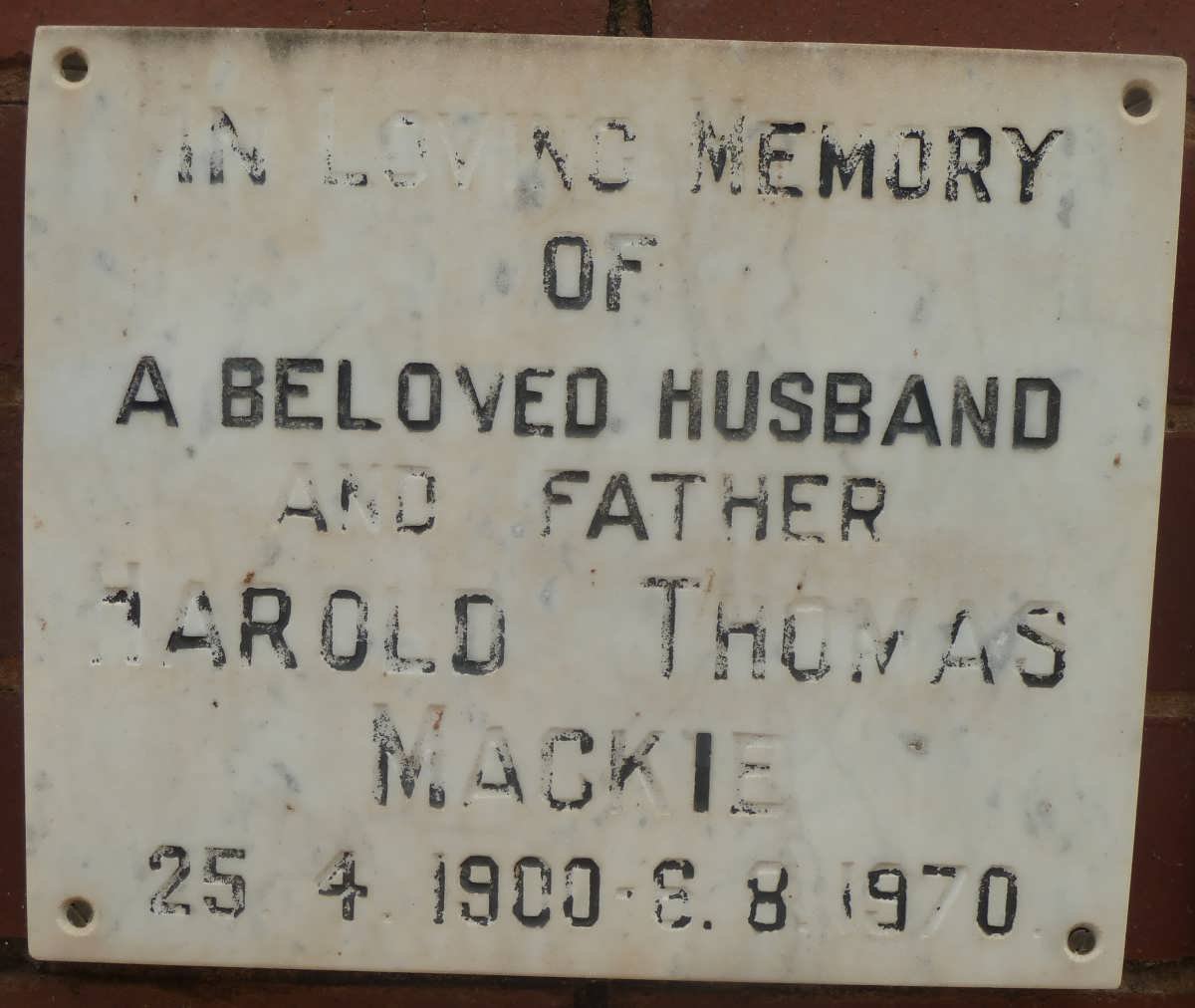 MACKIE Harold Thomas 1900-1970