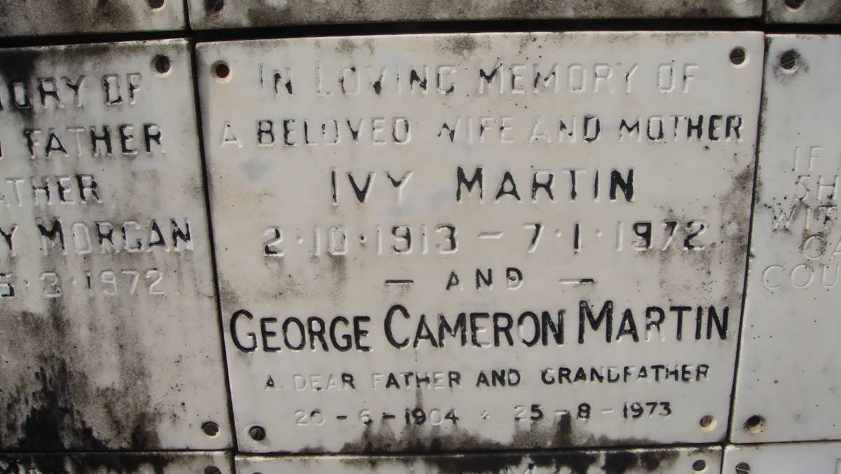 MARTIN George Cameron 1904-1973 &amp; Ivy 1913-1972