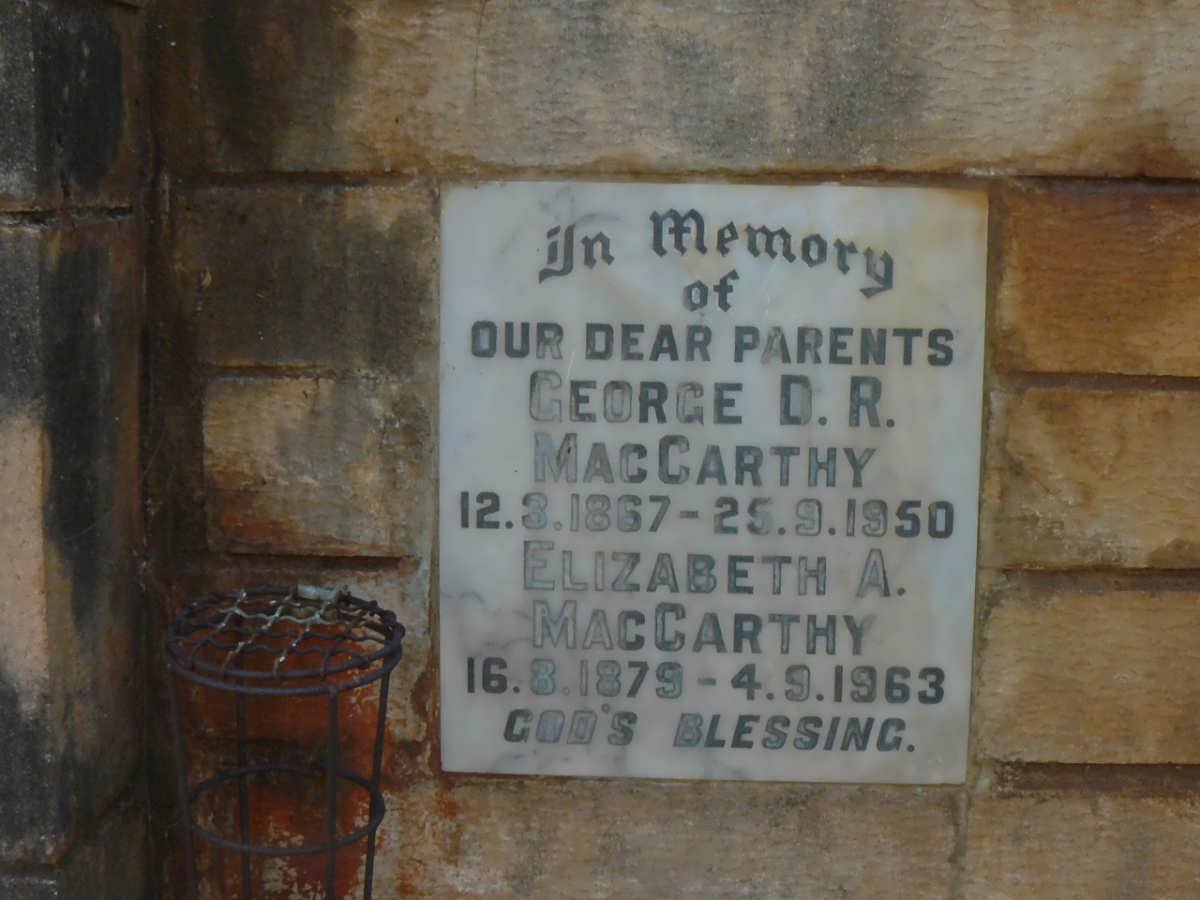 MacCARTHY George D.R. 1867-1950 &amp; Elizabeth A. 1879-1963