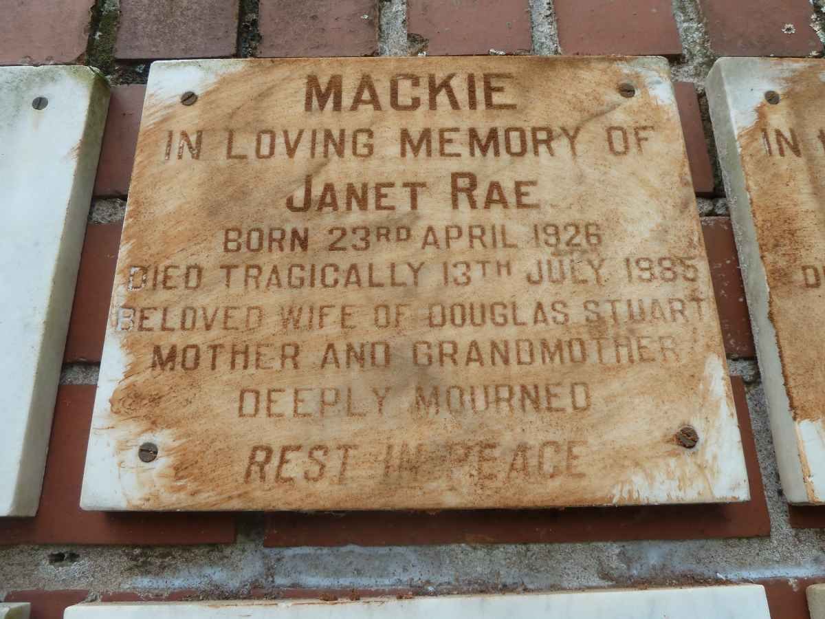 MACKIE Janet Rae 1926-1985