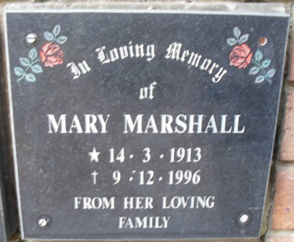 MARSHALL Mary 1913-1996