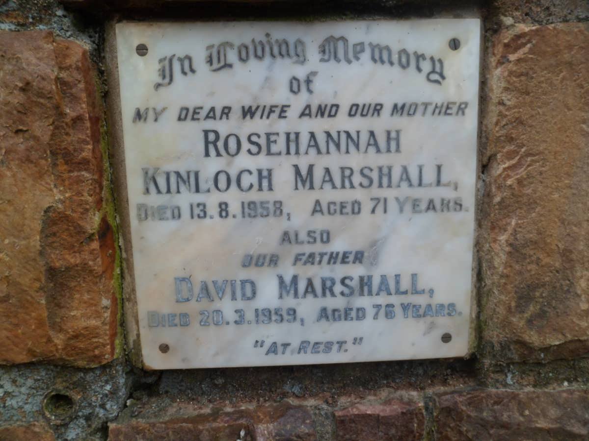 MARSHALL David -1959 &amp; Rosehannah KINLOCH -1958