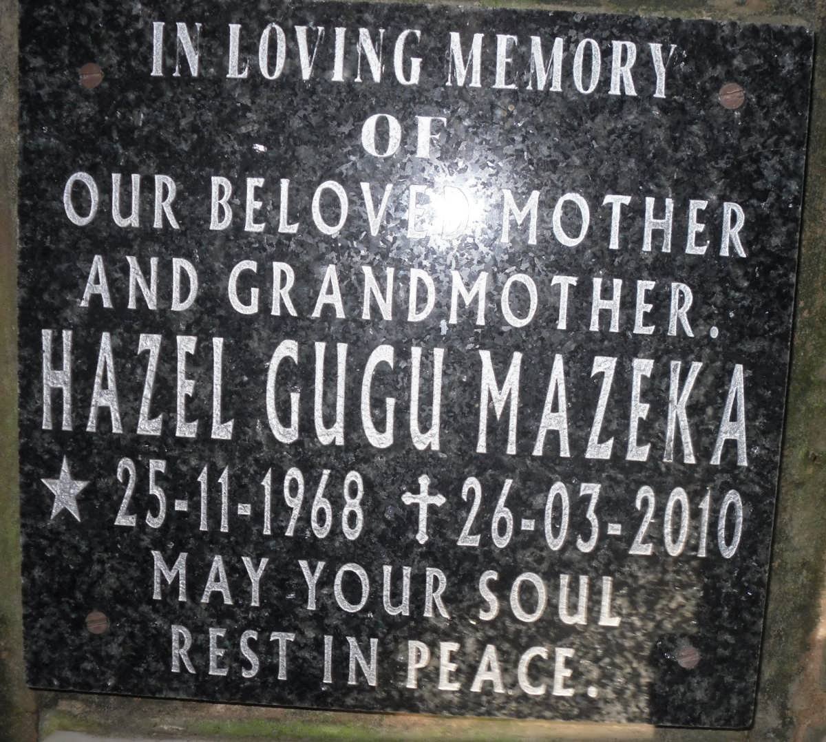 MAZEKA Hazel Gugu 1968-2010