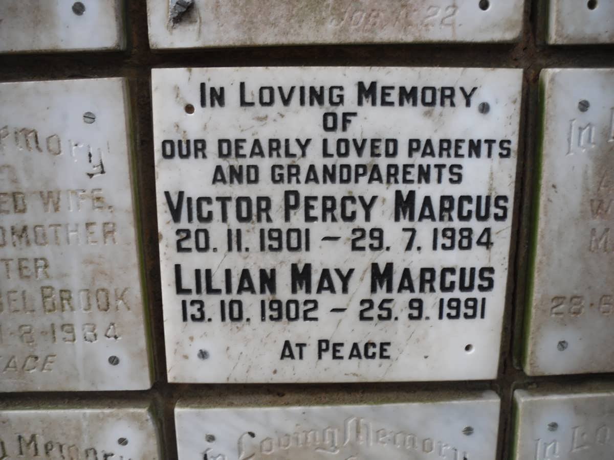 MARCUS Victor Percy 1901-1984 &amp; Lilian May 1902-1991