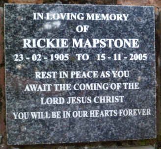 MAPSTONE Rickie 1905-2005