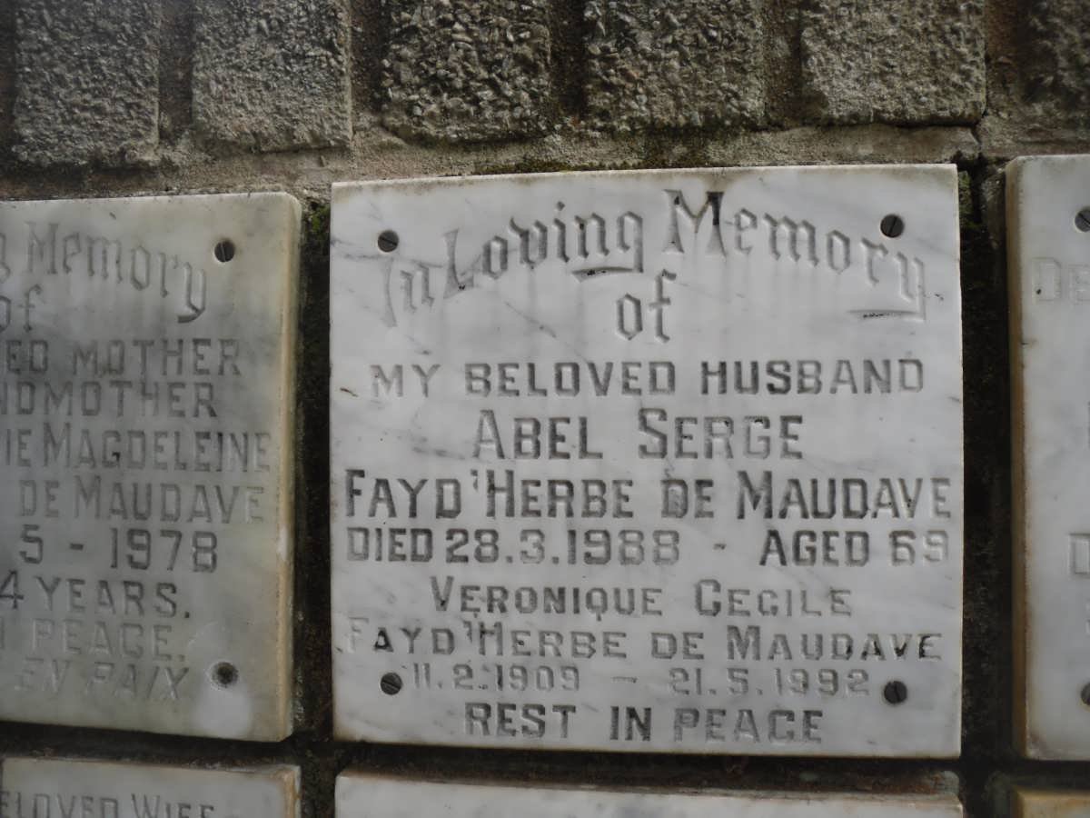MAUDAVE Abel Serge, Fayd Herbe, de -1988 &amp; Veronique Cecile 1909-1992
