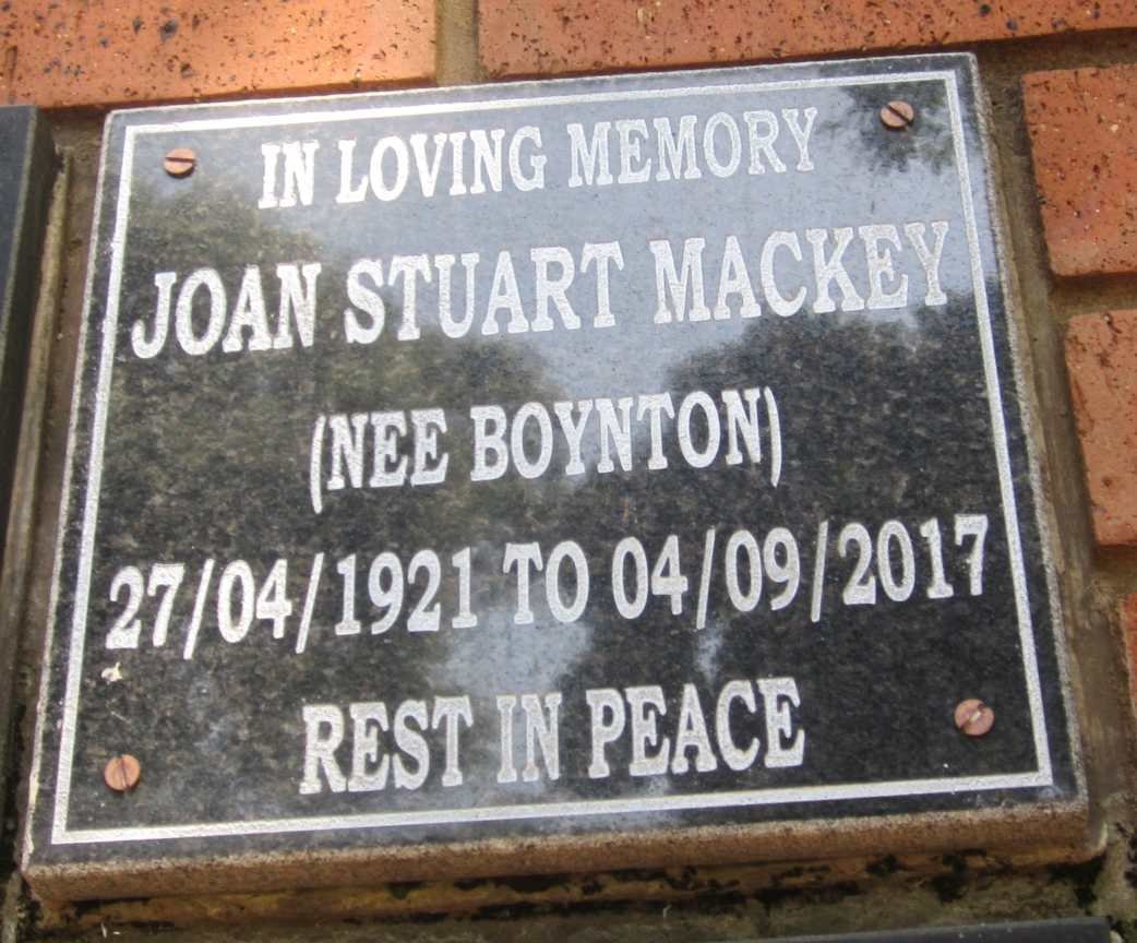 MACKEY Joan Stuart nee BOYNTON 1921-2017
