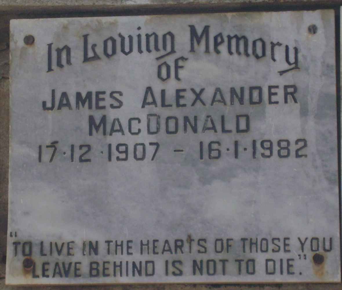 MacDONALD James Alexander 1907-1982