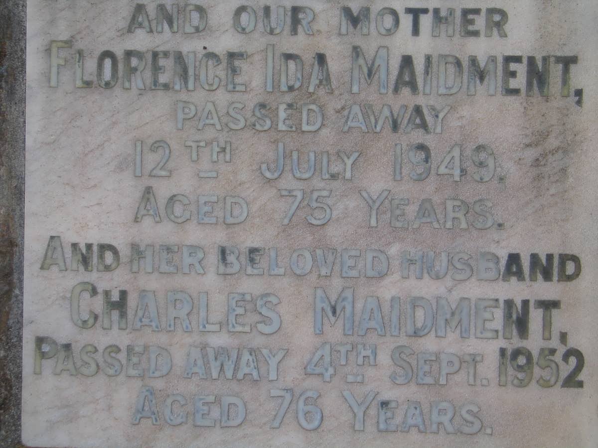 MAIDMENT Charles -1952 &amp; Florence -1949