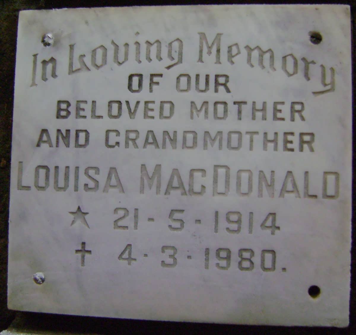 MacDONALD Louisa 1914-1980