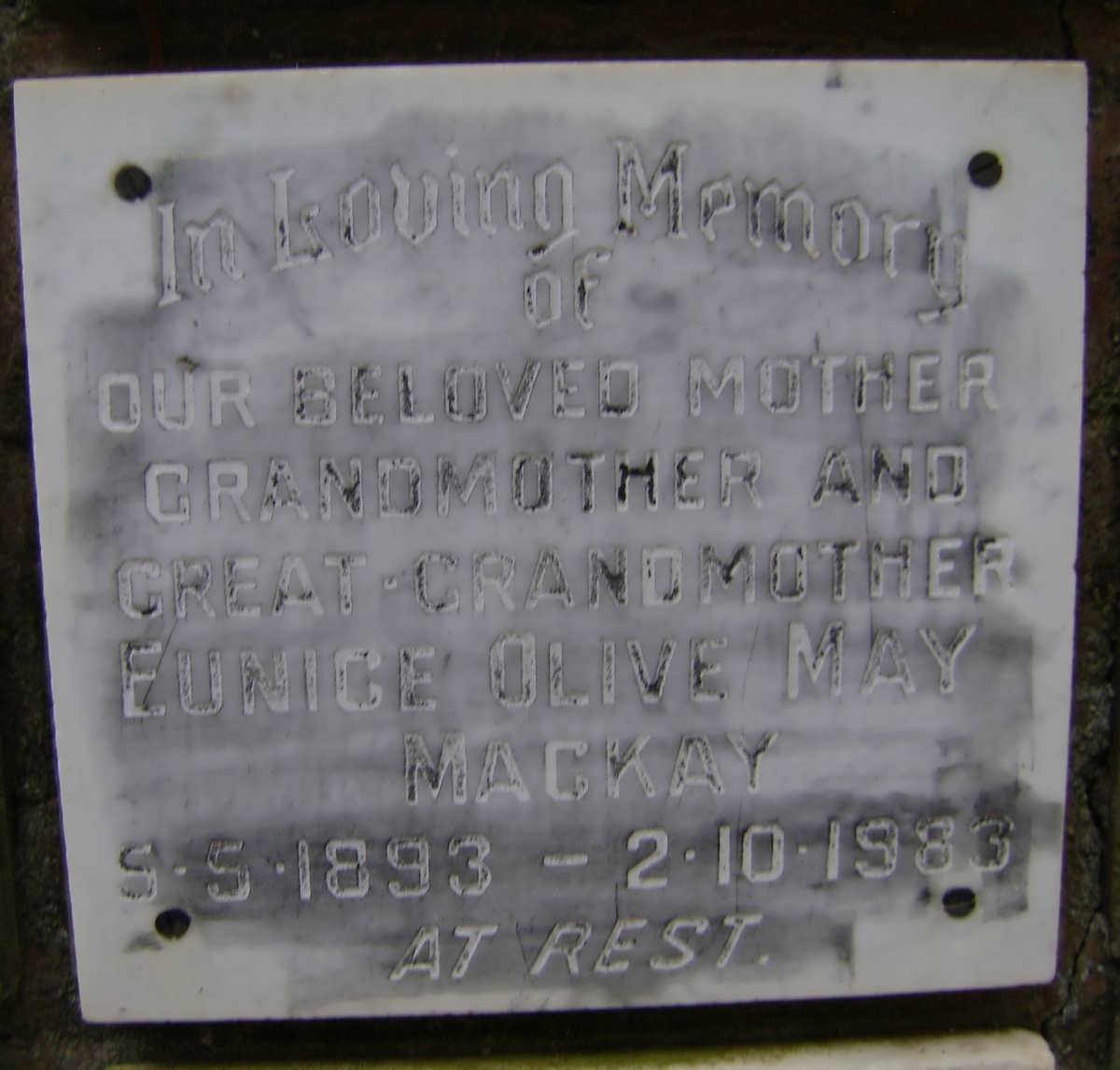 MACKAY Eunice Olive May 1893-1983