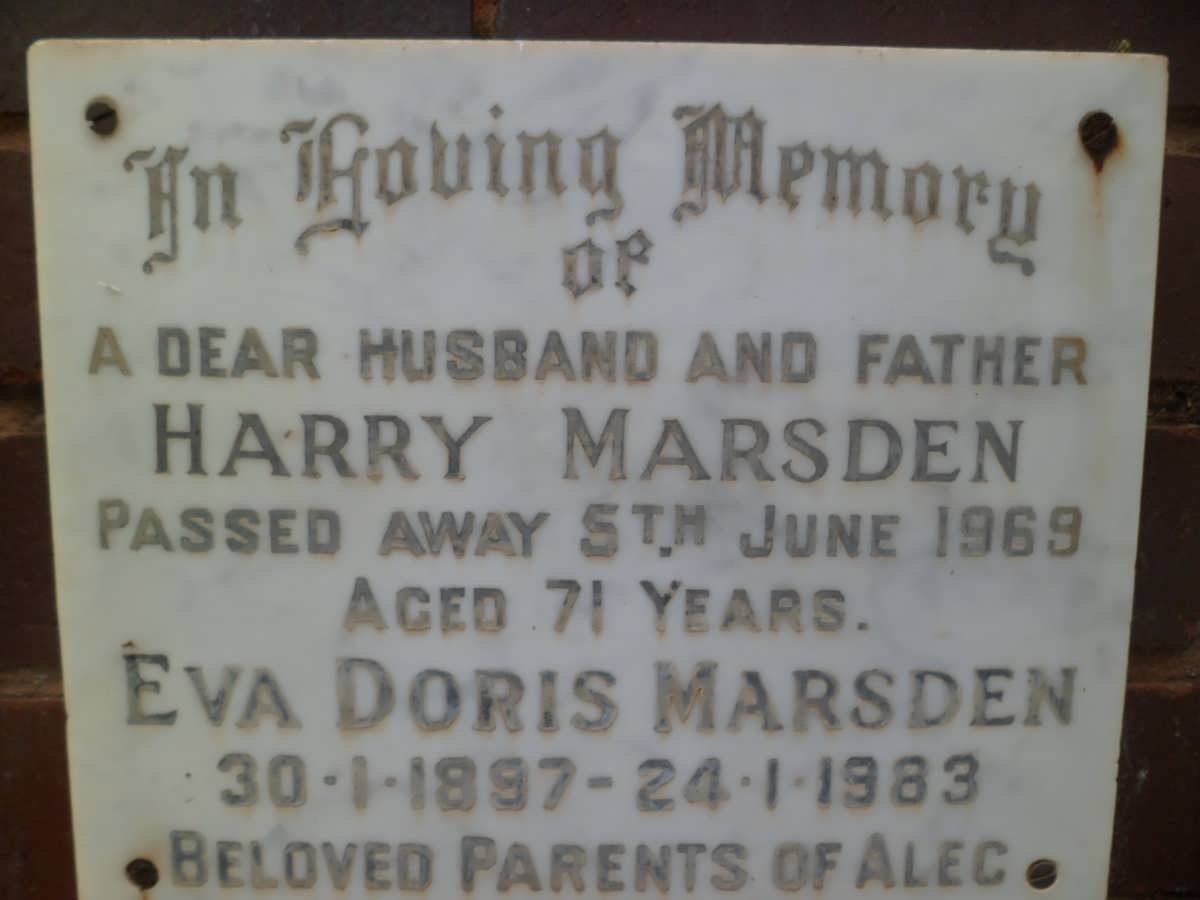 MARSDEN Harry -1969 &amp; Eva Doris 1897-1983